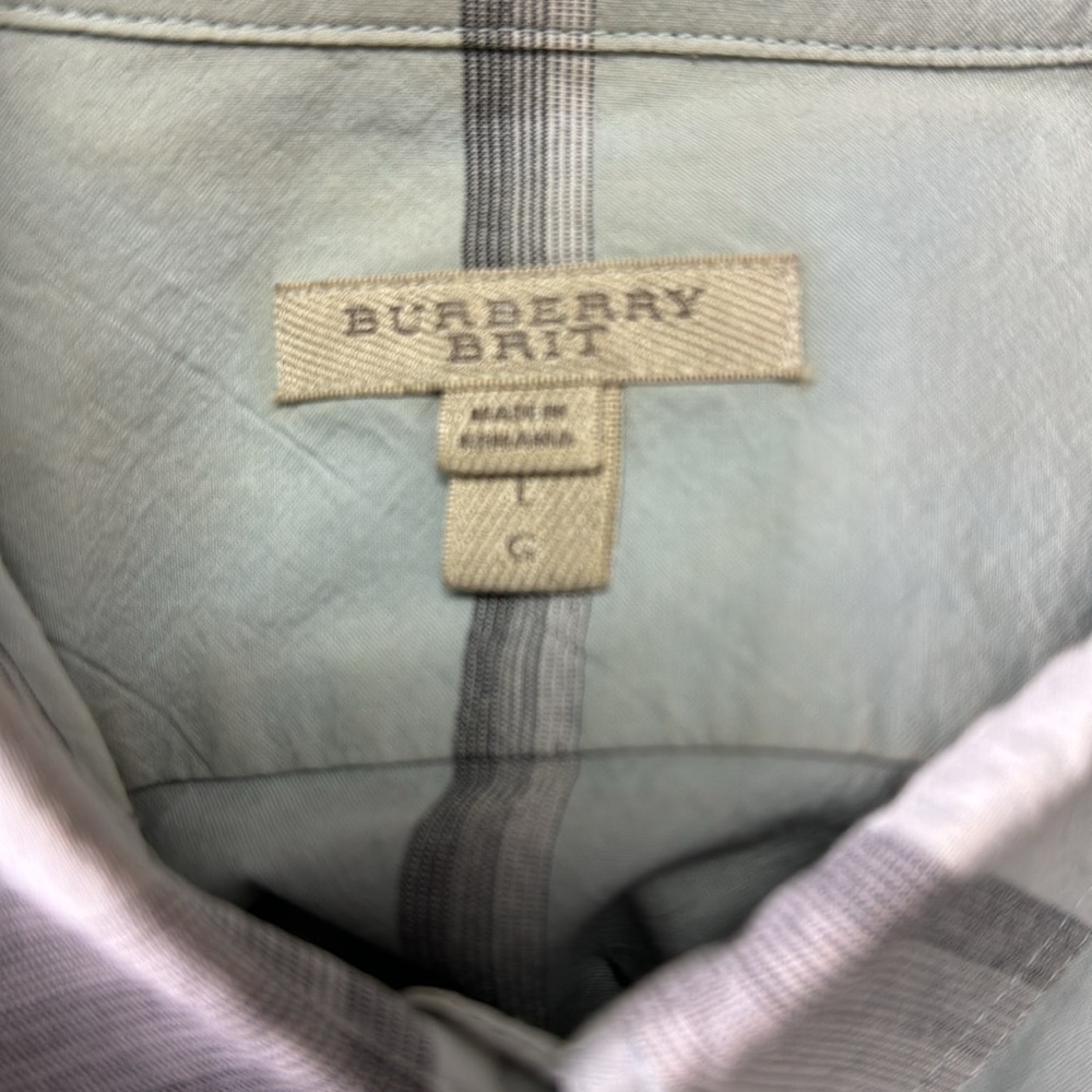 Burberry Brit Pale Pink Checked Cotton 3/4 Sleeve Button Front Shirt Large - Picture 3 of 3
